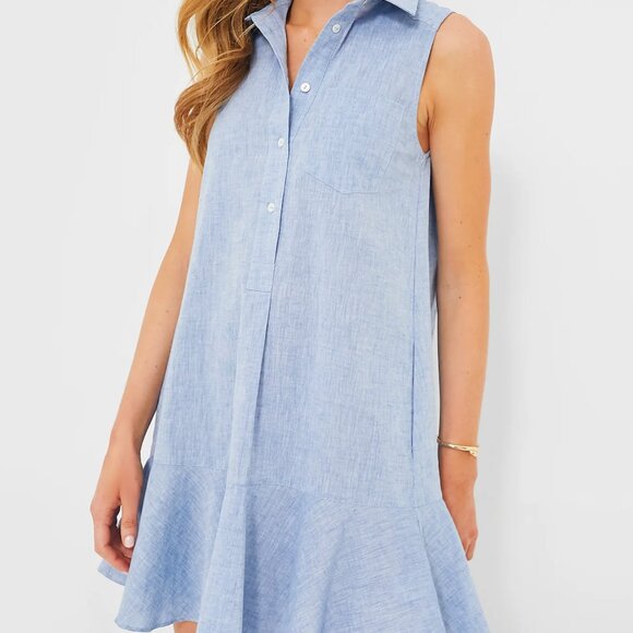 Chambray Sleeveless Callahan Shirt Dress - Picture 1 of 4